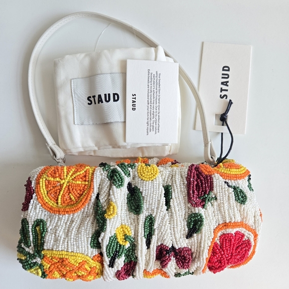 New Staud Beaded Bean Fruit Salad Shoulder Bag/Convertible Clutch NWT - Picture 14 of 14